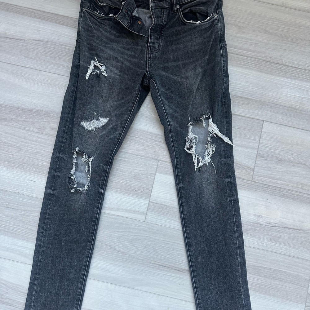 Black Slim Fit Distressed Jeans